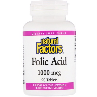Фолиевая кислота Natural Factors 1000 мкг 90 таблеток