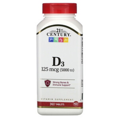 Витамины 21st Century Витамин D3 5000 ME 125 mcg 360 капсул