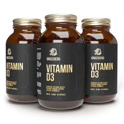 Витамины Grassberg Vitamin D3 15 mcg (600 IU) 90 капсул