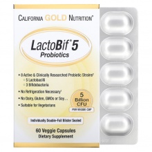  California Gold Nutrition Lacto Bif Probiotics 5 Billion CFU 60 